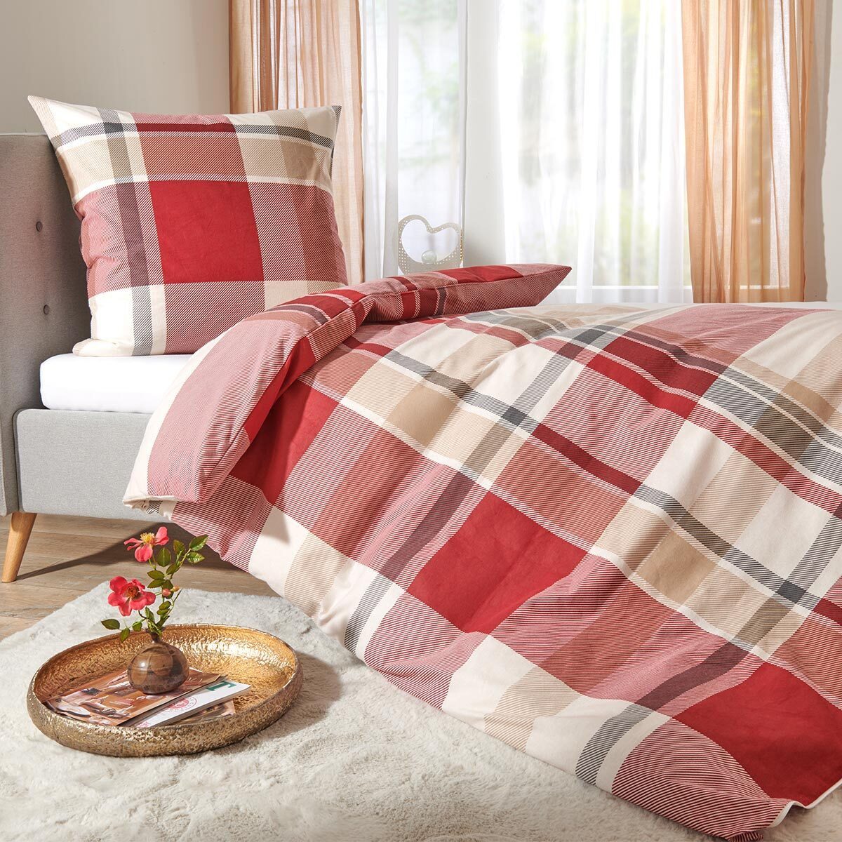 TRAUMSCHLAF Bettwäsche Lech rot, Flanell, 2 teilig, hochwertige Flanell Qua günstig online kaufen
