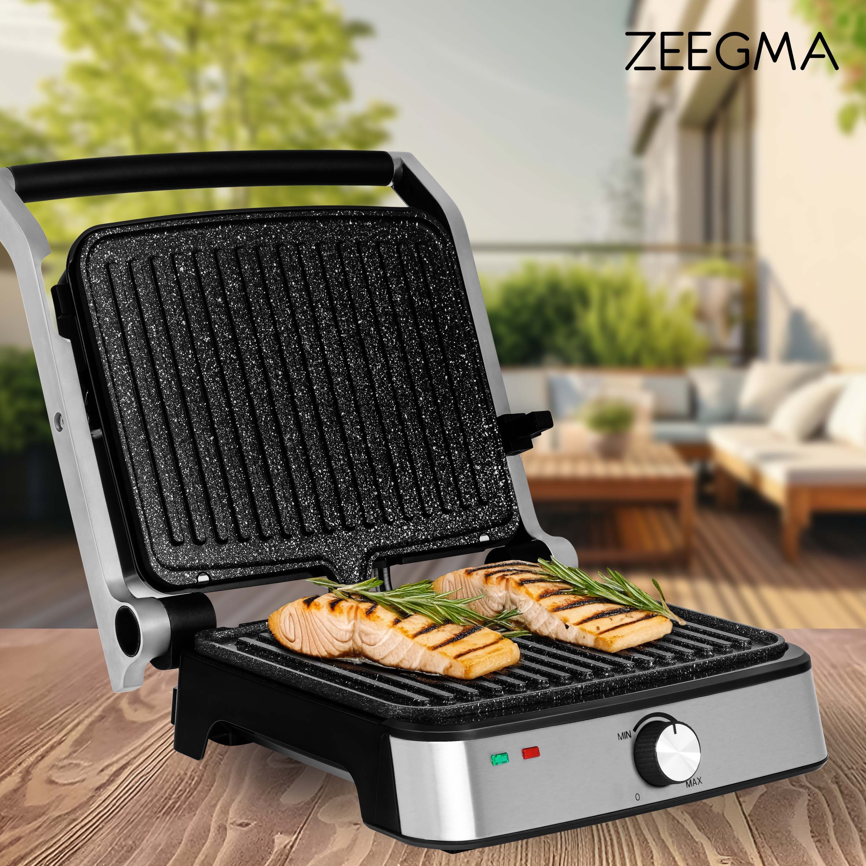Zeegma Kontaktgrill GRILL CHEF EASY, 2000,00 W, 1345 cm² Grillfläche/LED-Temperaturanzeige/Fettauffangschale