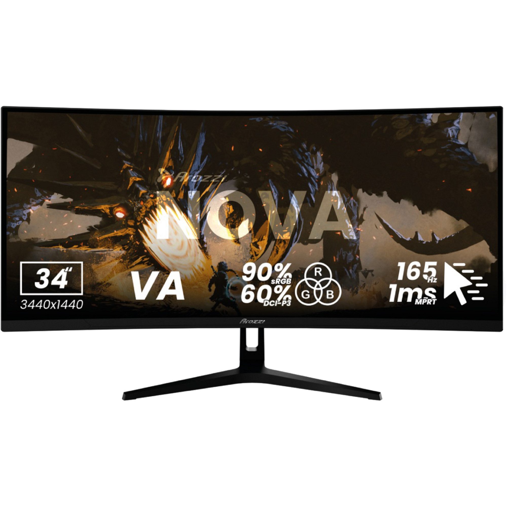 Arozzi Arozzi Nova 34T2K165, Gaming-Monitor, (UWQHD, VA, TFT-Monitor (3440 x 1440 px)