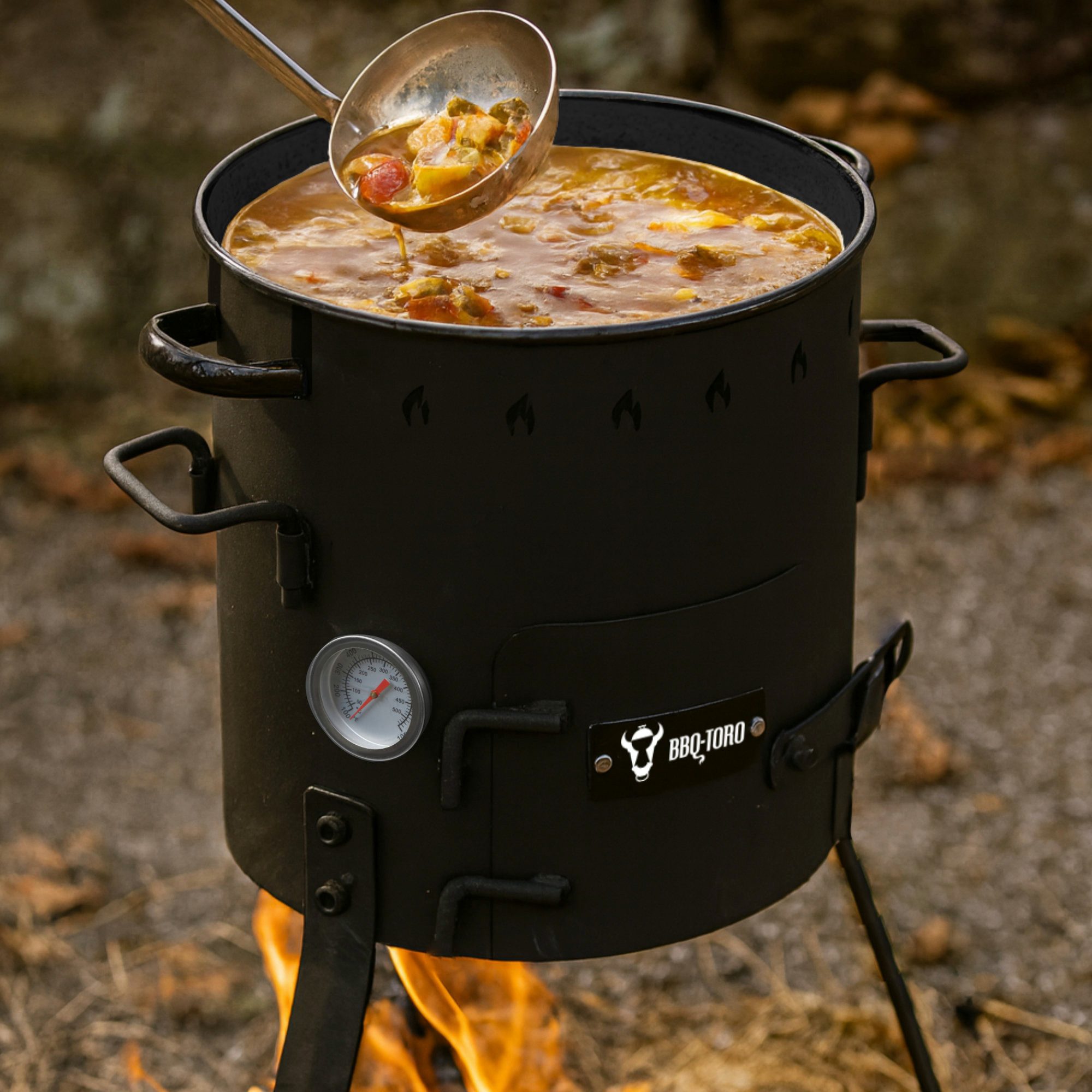 BBQ-Toro Kombigrill Eintopfofen Outdoor Ø 29 cm, Gulaschkanone mit Topf, Grillrost, Standfest