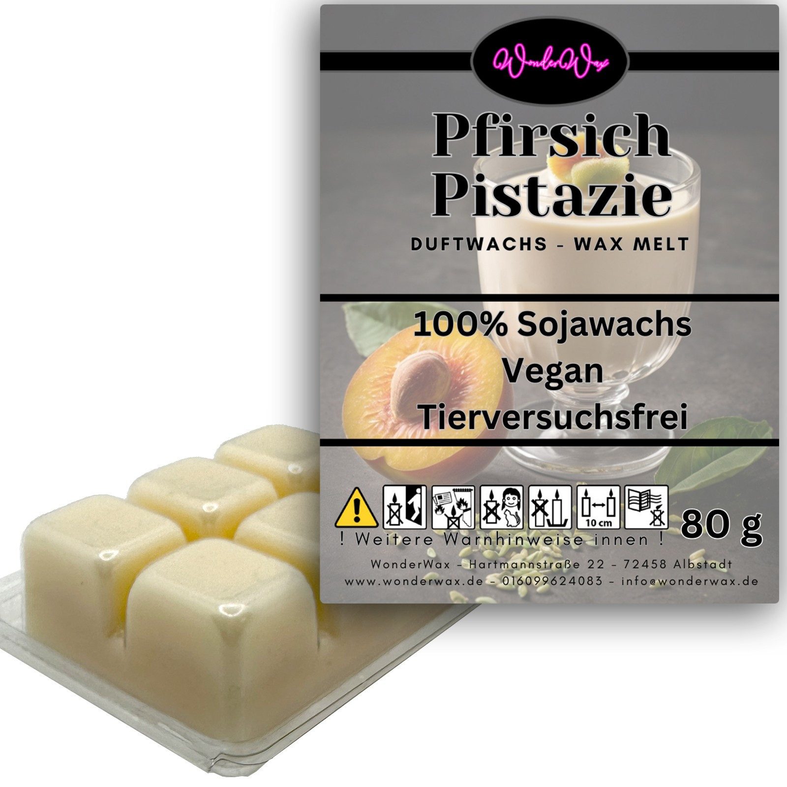 WonderWax Duftwachs WonderWax® Duftwachs 6 Würfel, (Pfirsich & Pistaziencreme), Duftrichtung: Pfirsich und Pistaziencreme