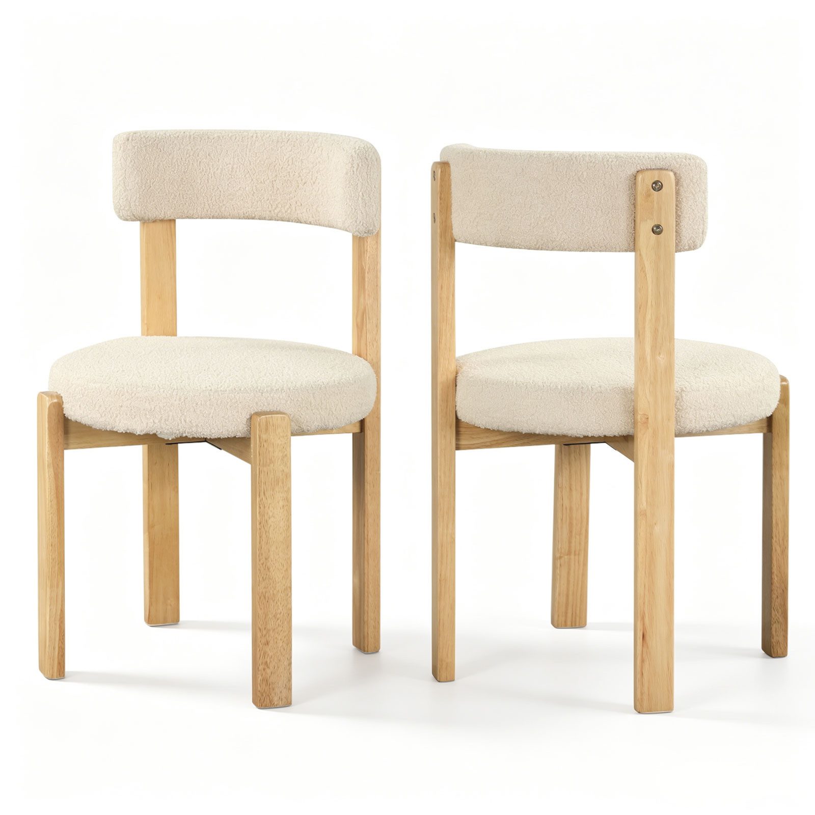 COSTWAY Esszimmerstuhl (2er Set), Holz gepolsterter Küchenstuhl Polsterstühle 160 kg Beige