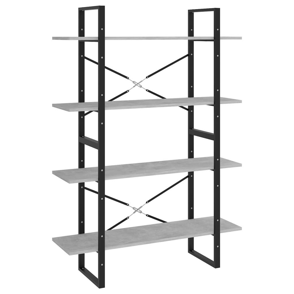 vidaXL Bücherregal NA Bücherregal 4 Fächer Betongrau 100x30x140 cm Spanplatte