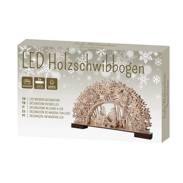 CEPEWA LED Dekolicht Schwibbogen aus Holz 10 LEDs 45x26x5cm Lichterbogen Winterlandschaft