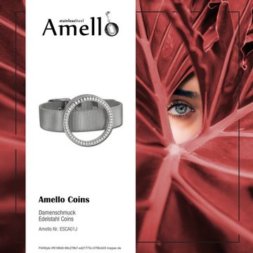 Amello Edelstahlarmband Set Amello Coin Armband silber glitzernd 21cm (Coin Armbänder, 2-tlg), Coin Armbänder ca. 21cm, passend für Armumfänge ab ca. 20cm, Edelstahl