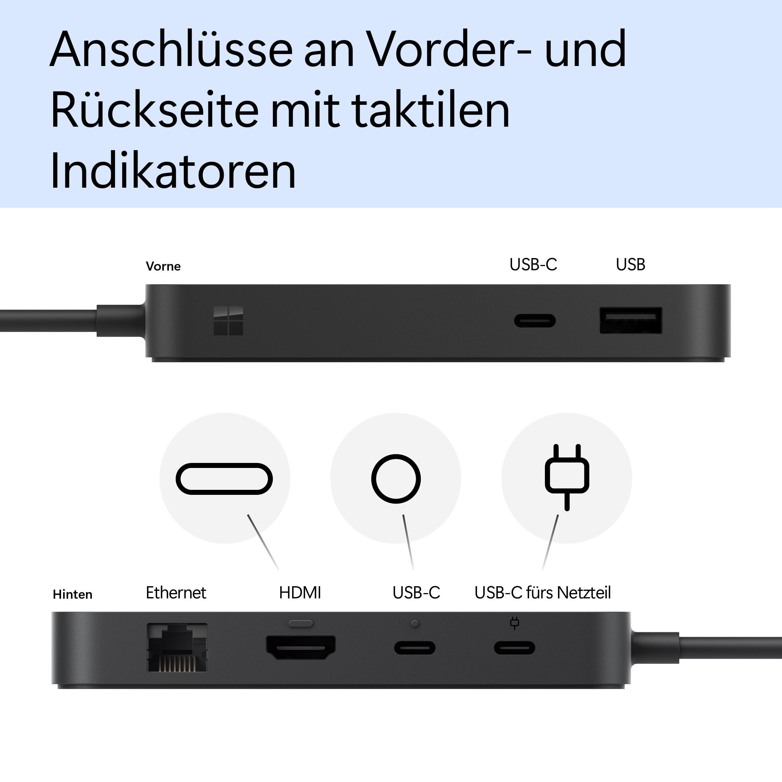 Microsoft EP2-19987 Netzwerk-Switch (USB4 Dock für Microsoft Surface, schwarzes Design)