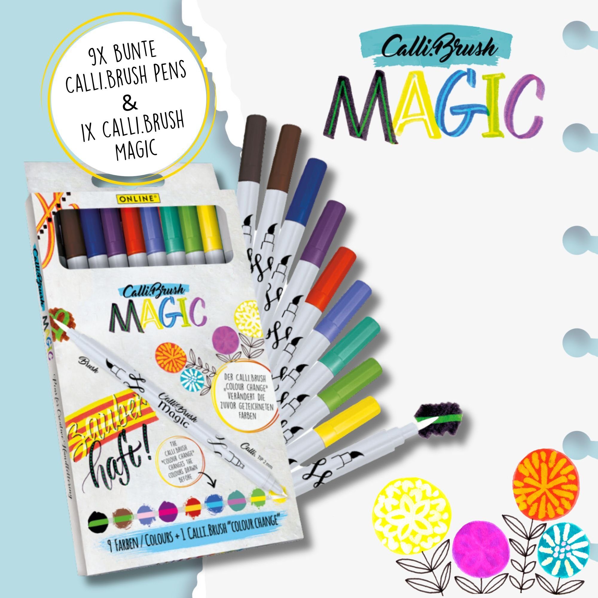 Pen mit Online Magic, Zauberstifte Fineliner Farbwechsel Calli.Brush