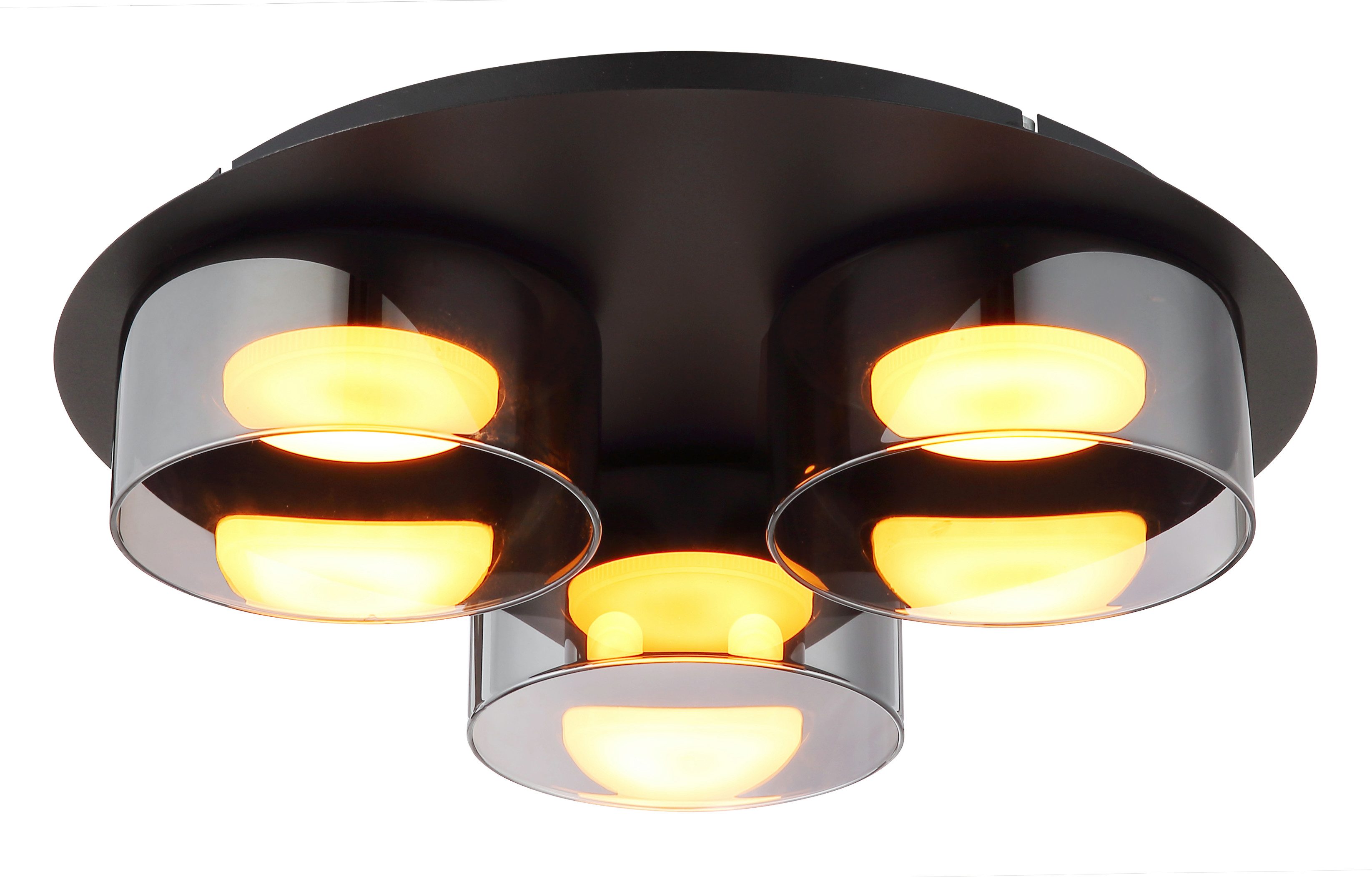 GLOBO LIGHTING Deckenleuchte HIGGINS, LED wechselbar, Warmweiß, Deckenleuchte für Wohn- & Schlafzimmer Rauchglas