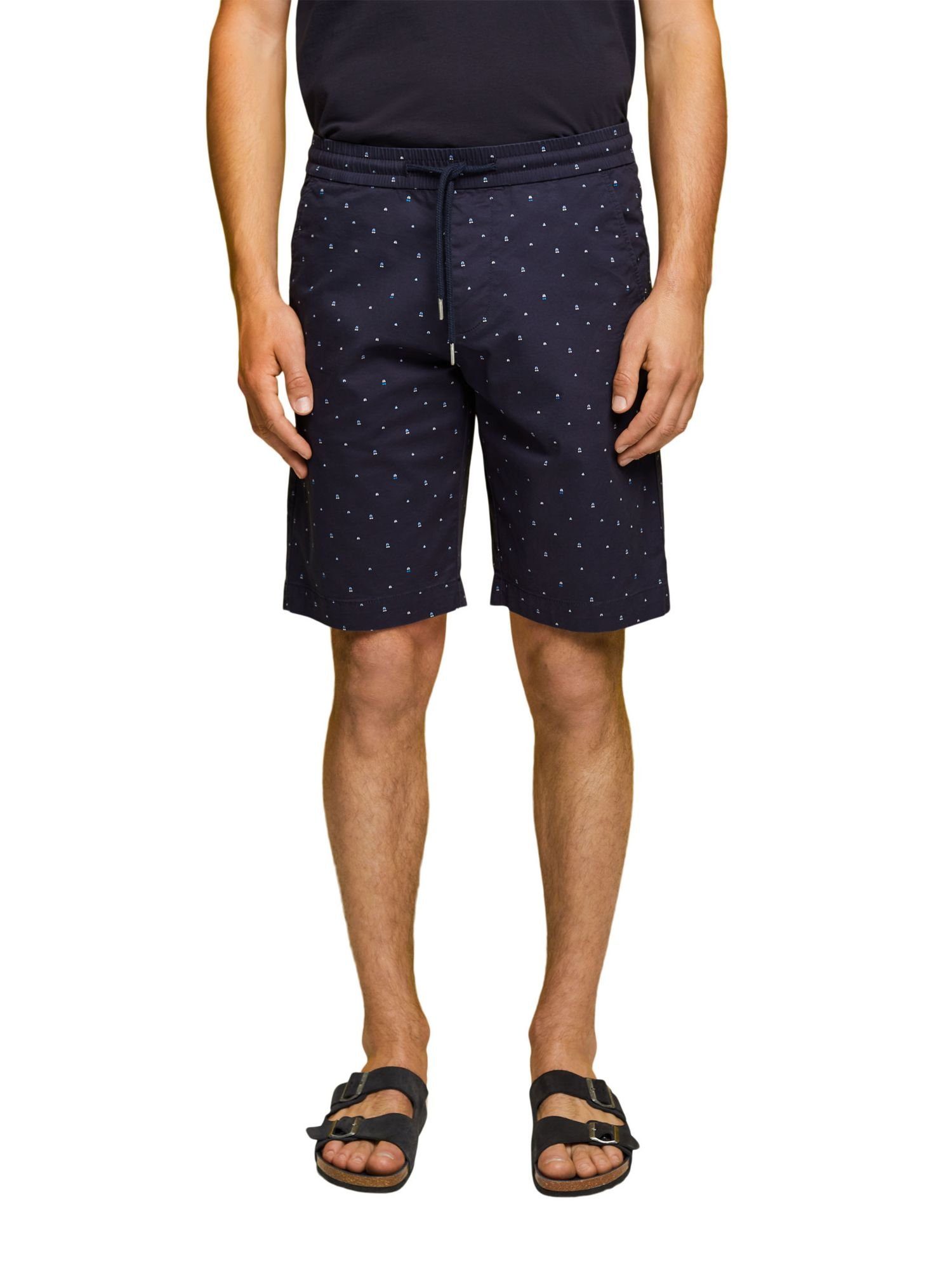 Esprit by Gemusterte Pull-on-Shorts, NAVY edc Baumwollstretch Shorts (1-tlg)