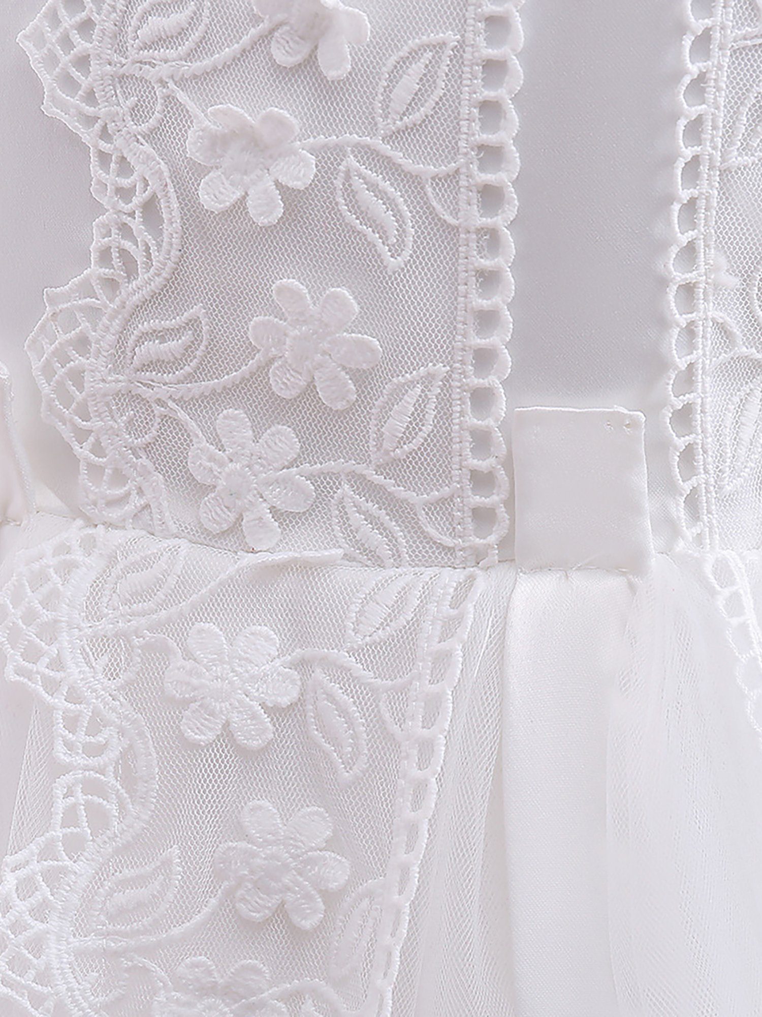 Abendkleid tlg) Blumenmädchenkleid LAPA (1- Weiß Spitzenkleid Blumenbesticktes für Mädchen,