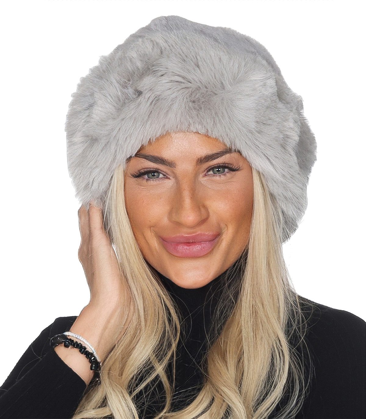 simaranda Fellimitatmützen Damen Mütze 601 Hellgrau günstig online kaufen