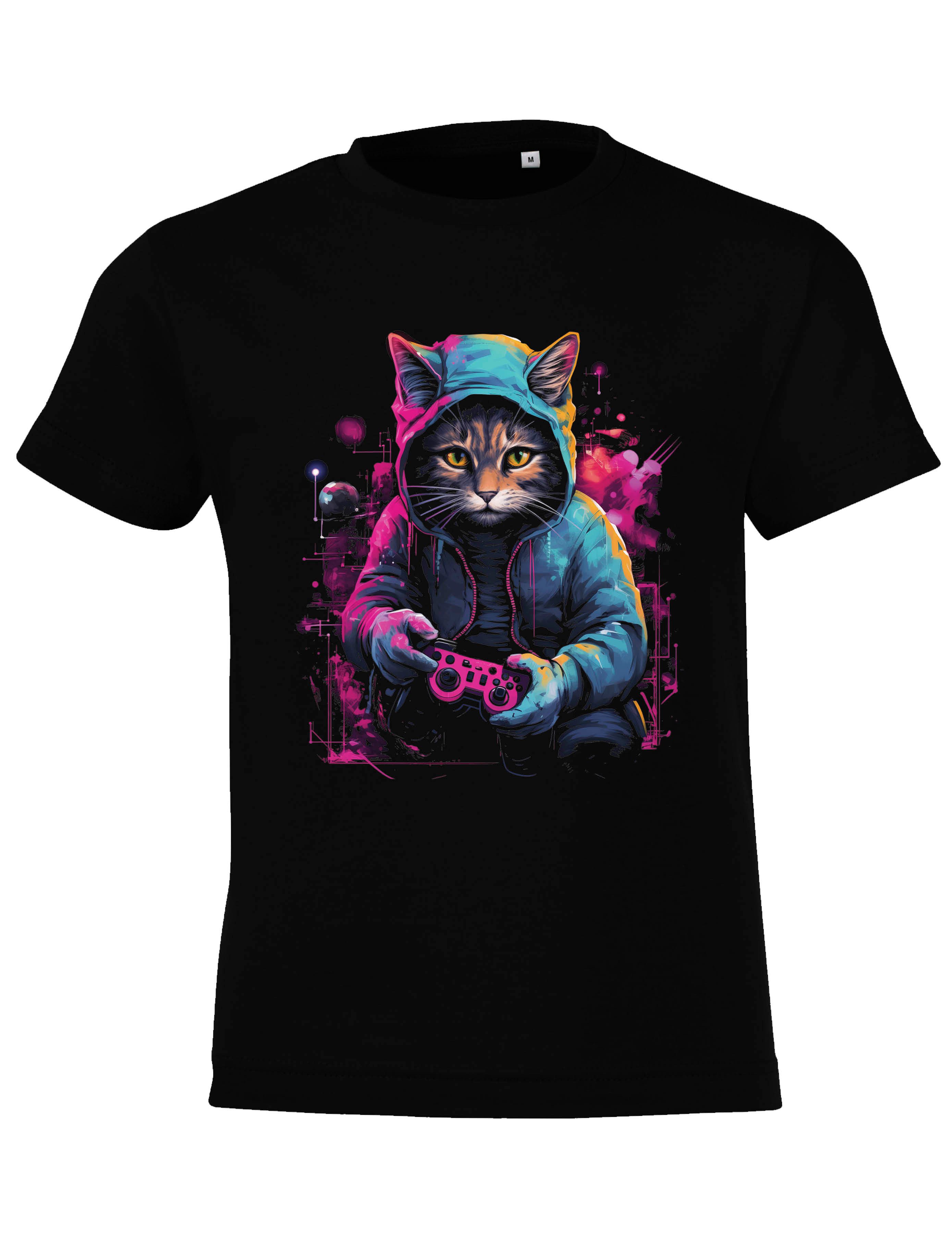 Youth Designz T-Shirt "Gaming Katze" T-Shirt unisex für echte kleine Gamer unisex mit trendigem Motiv