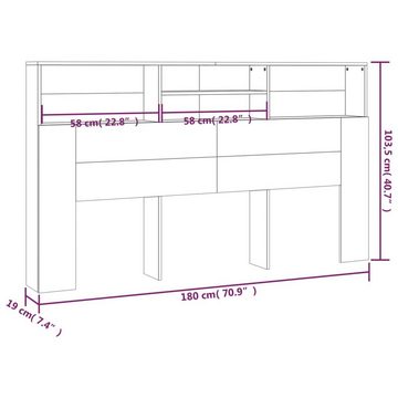 vidaXL Kopfteil Bett-Kopfteil mit Ablagen Schwarz 180x19x103,5 cm, (1 St)