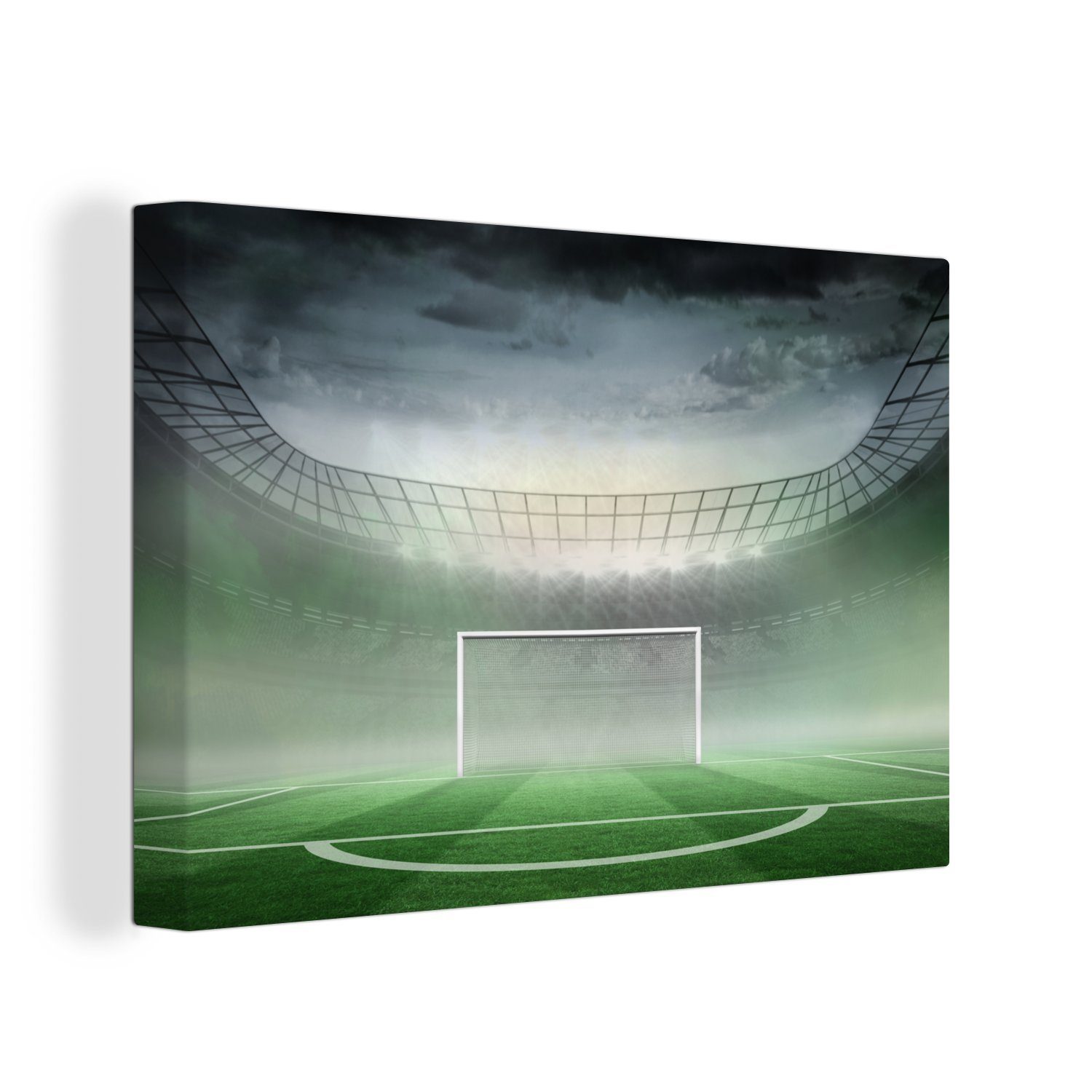 OneMillionCanvasses® Leinwandbild Eine detaillierte Abbildung eines Fußballstadions, (1 St), Wandbild Leinwandbilder, Aufhängefertig, Wanddeko, 30x20 cm