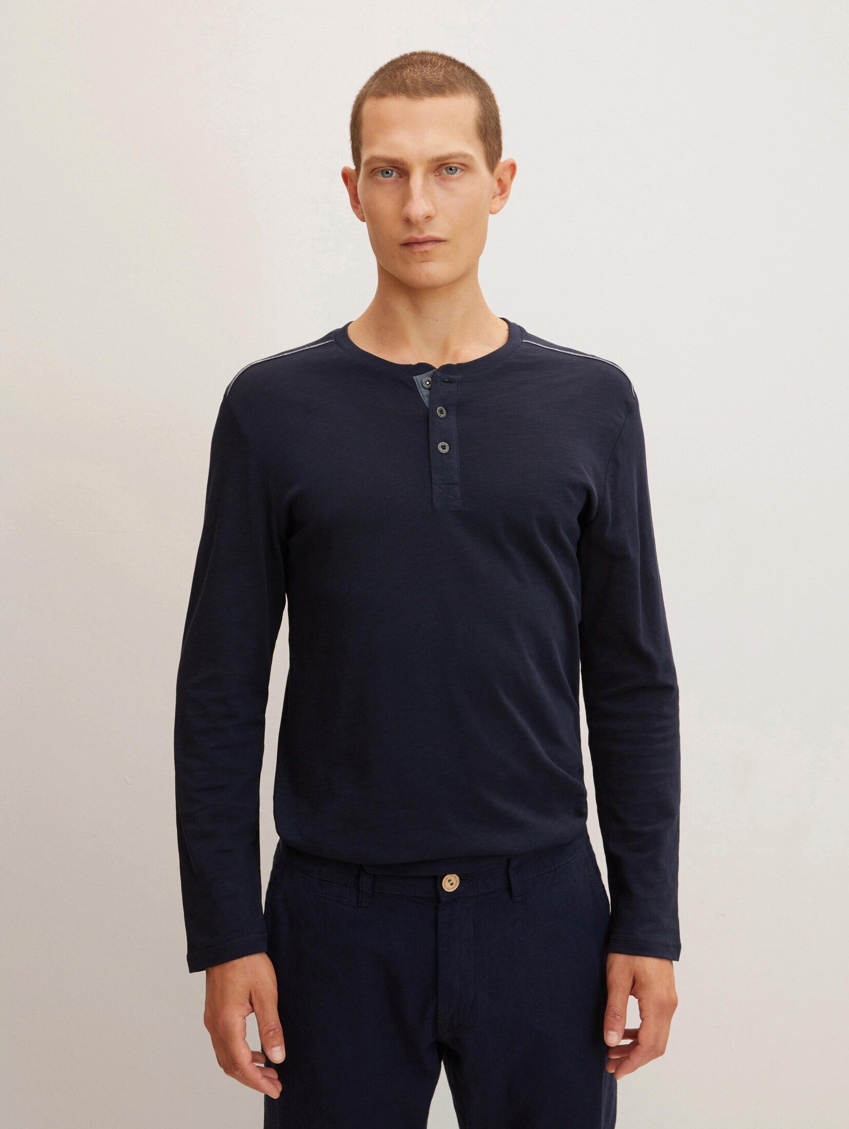 TOM TAILOR Langarmshirt Henley Langarmshirt aus günstig online kaufen
