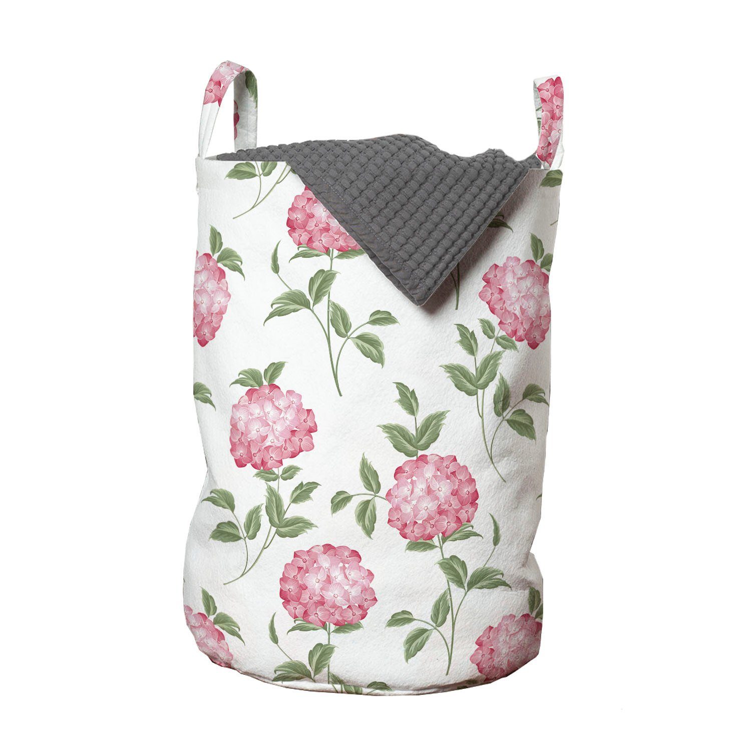 Abakuhaus Wäschesäckchen Wäschekorb mit Griffen Kordelzugverschluss für Waschsalons, Blume Simplistic Hydrangea Floral