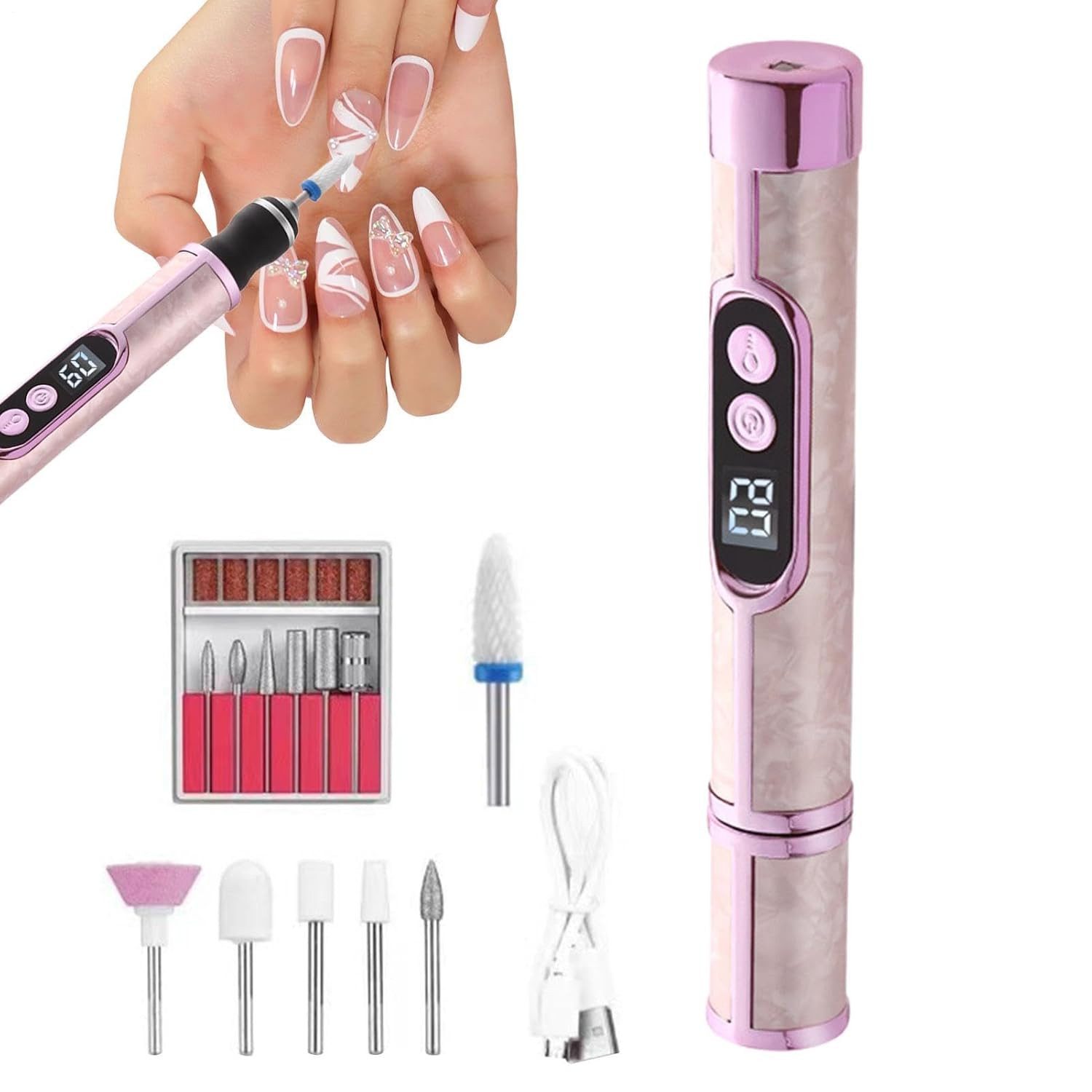 FELIXLEO Maniküre-Pediküre-Set Professionelle elektrische Nagelfräse mit Digitalanzeige
