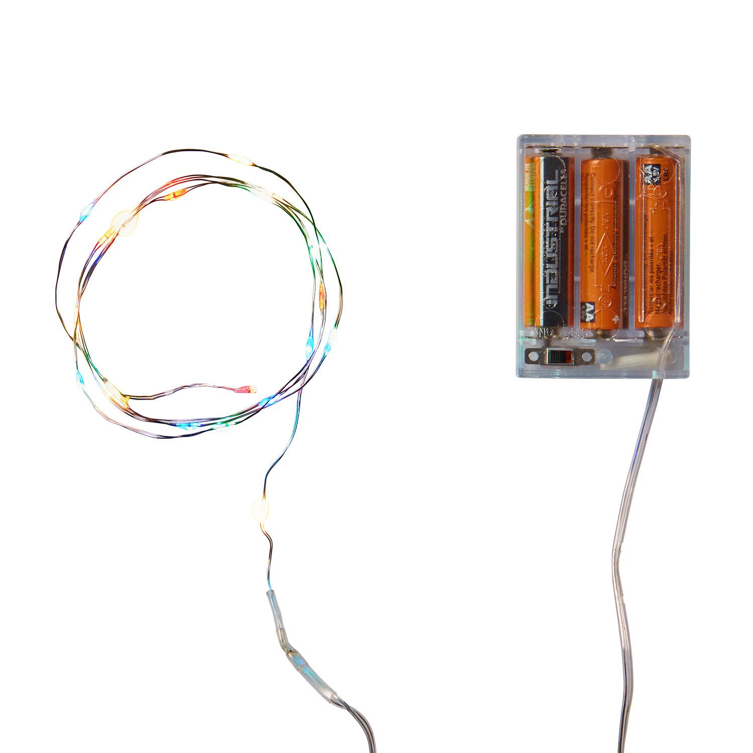Lights4fun LED-Lichterkette 20er LED Micro Lichterkette bunt batteriebetrieben