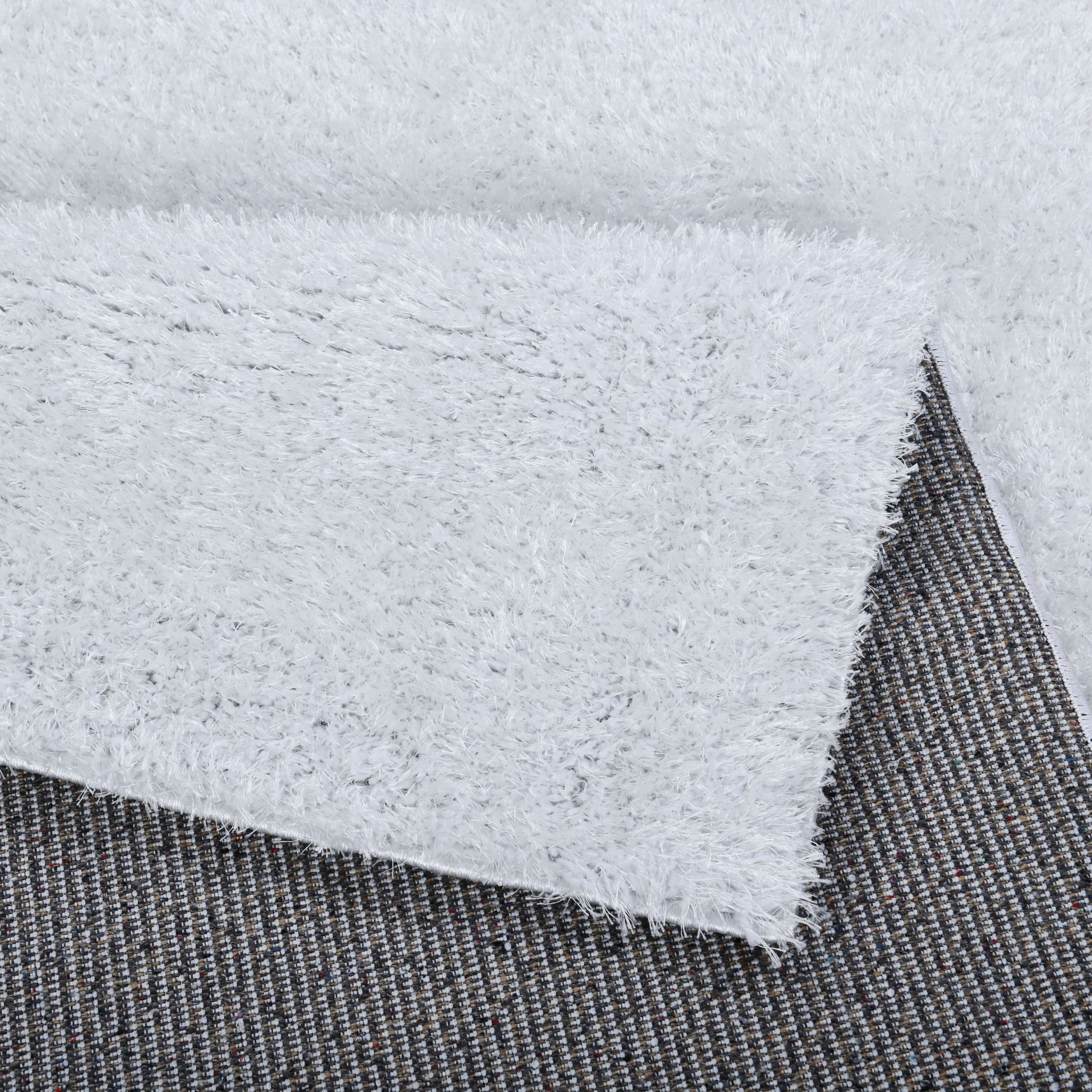 Hochflor-Teppich Malin, besonders einfarbig, Uni-Farben, Höhe: in 43 mm, leicht weiß glänzend, weich Shaggy Home rechteckig, affaire