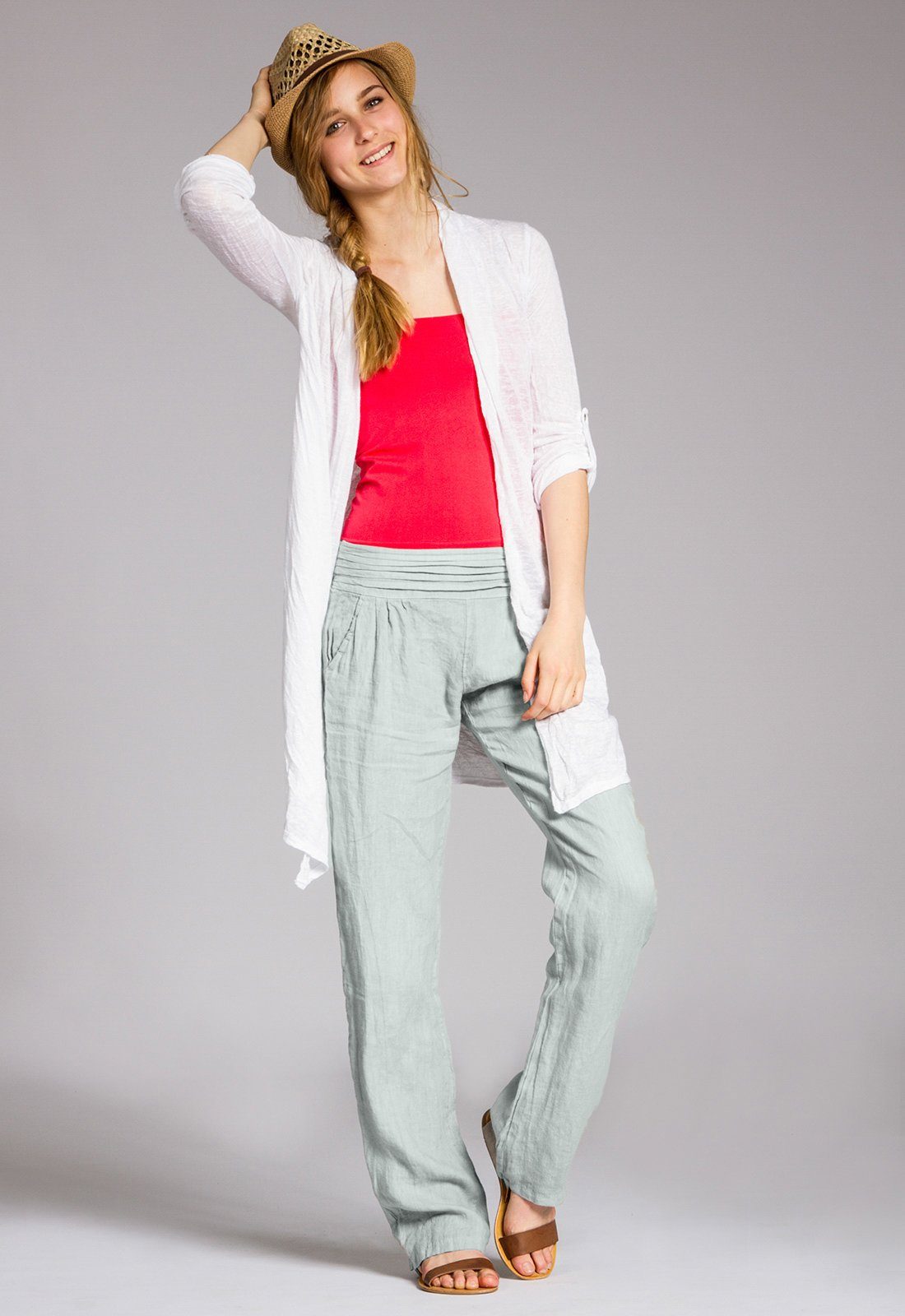 Caspar Leinenhose KHS020 Damen Casual Leinen günstig online kaufen
