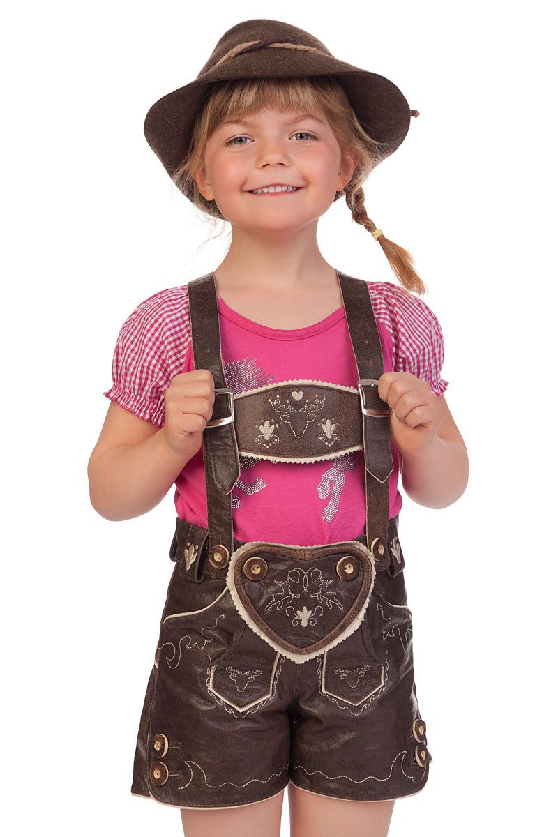 Lederhose Lederhose Kinder - HIRSCHE - dunkelbraun