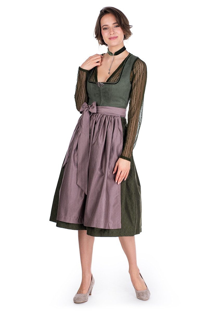 Dirndlbluse Dirndlbluse - HANJA-DORINA LA - flaschengrün, purpurrot