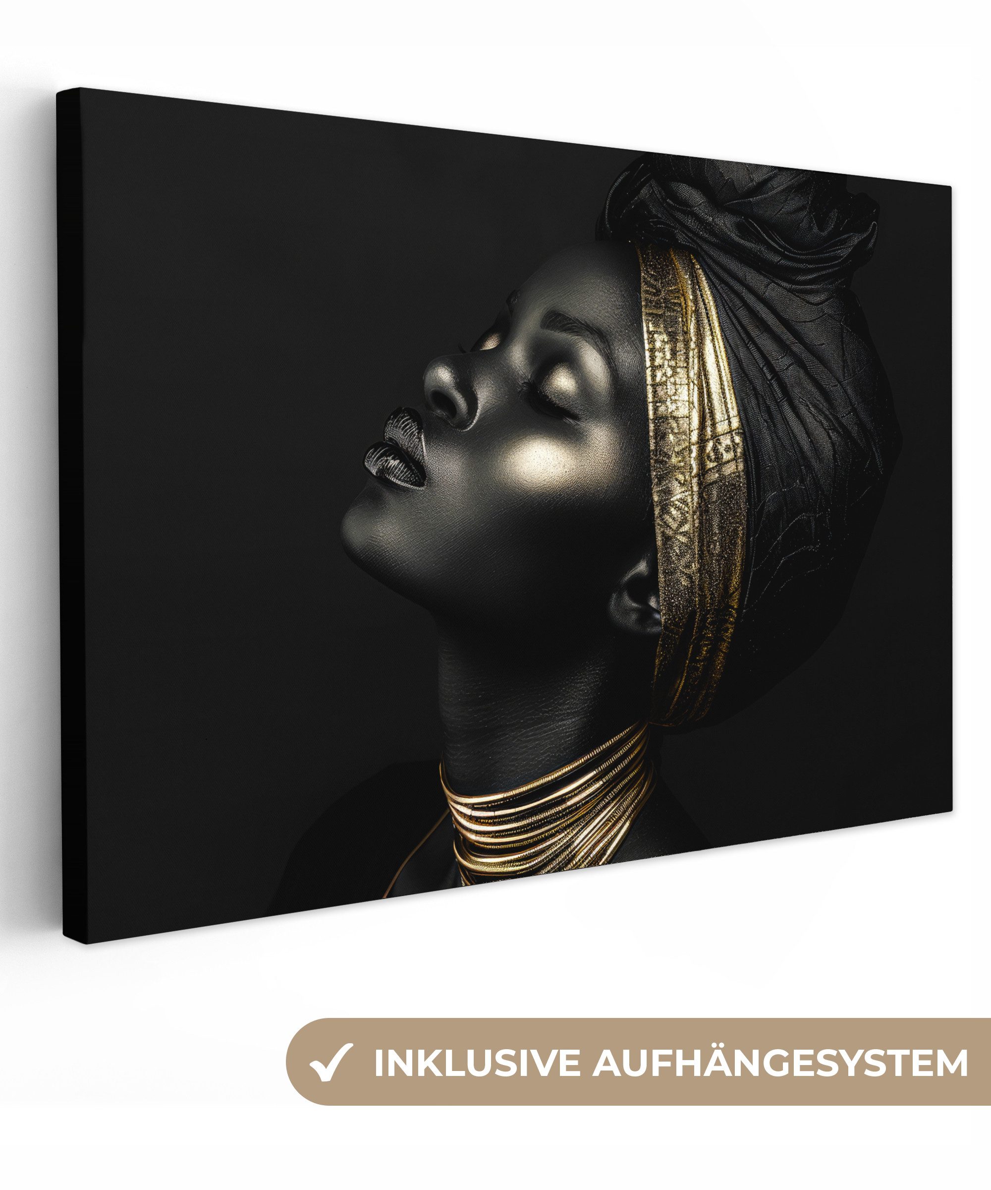 OneMillionCanvasses® Leinwandbild Frau - Gold - günstig online kaufen