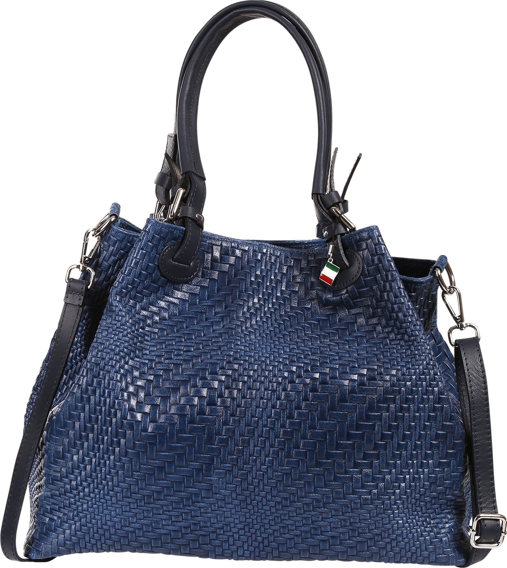 FLORENCE Handtasche Florence Damen Handtasche Echtleder (Handtasche), Damen Handtasche, Umhängetasche Leder, jeansblau ca. 31cm