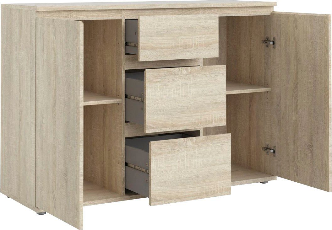 INOSIGN Sideboard Nova, Aufbewahrung, Schubladenschrank, Sideboard, 2 Türen, 3 Schubladen, grifflos, Breit e120 cm, Höhe 84 cm