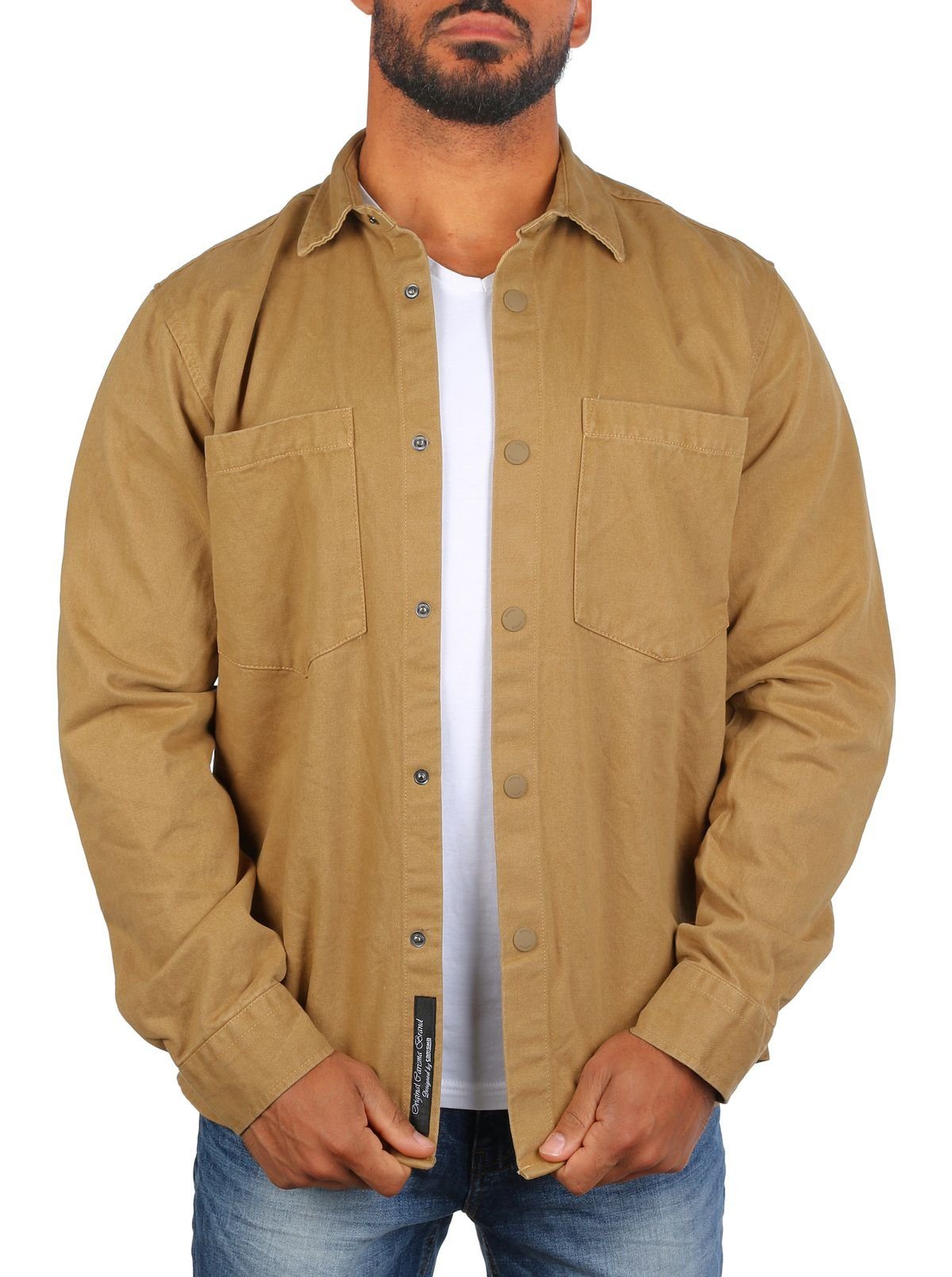 CARISMA Langarmhemd Herren Hemd Jacke robuste jeansartige Qualität retro Safari Look 8548 Regular Kentkragen Langarm Uni