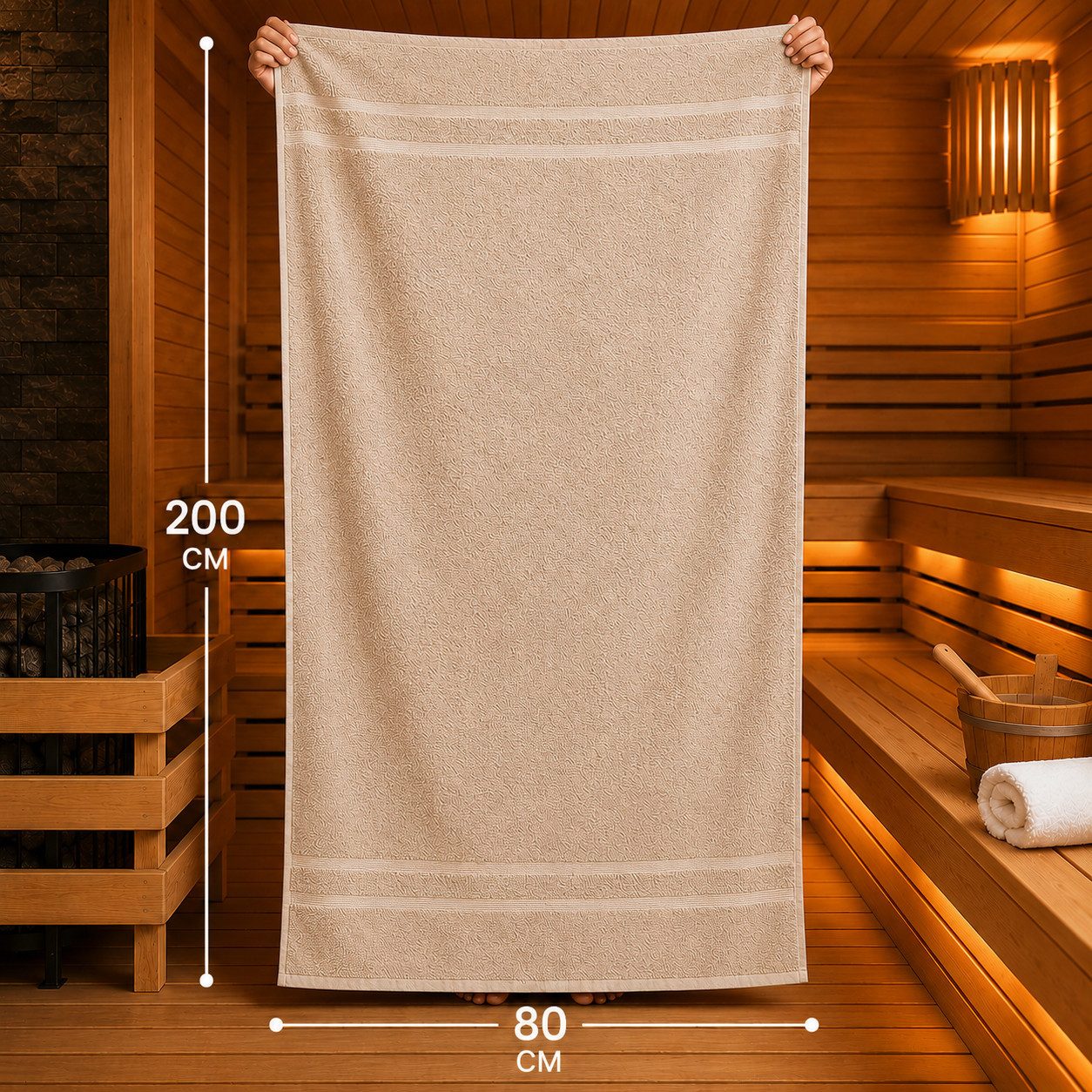 Komfortec Saunatuch 2er Set extra Große - Premium Badetuch - 80x200 XXL, Frottee (2-St), extra Große, 100% Baumwolle, Weich, Schnelltrocknend