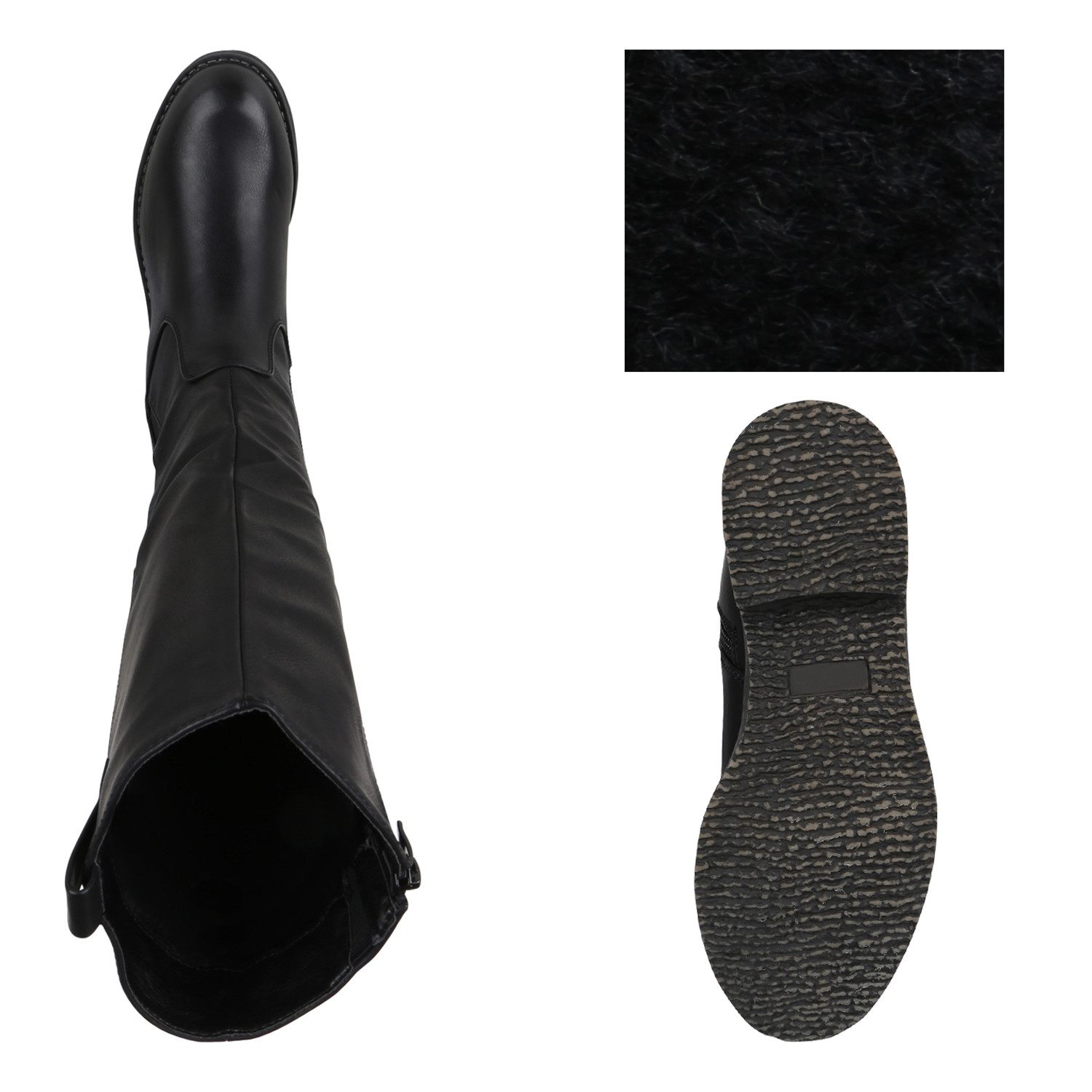 VAN HILL 819556 Stiefel Damen Reiterstiefel Leicht Gefütterte Stiefel Leder-Optik