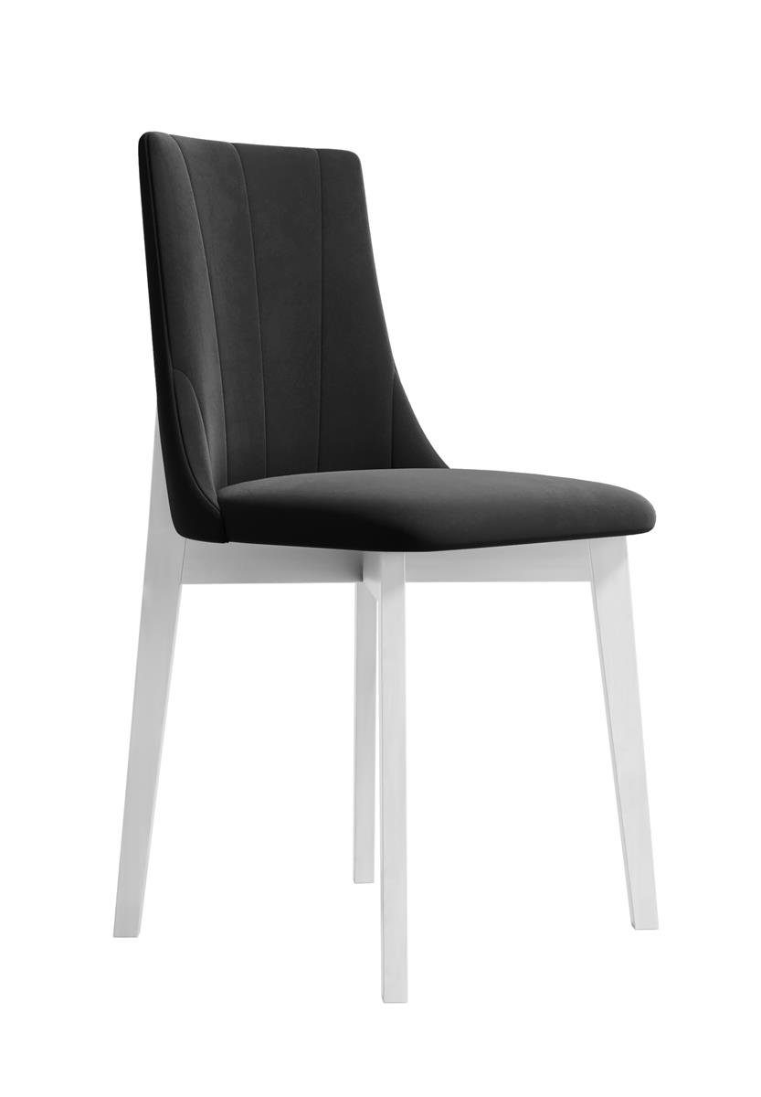 Beautysofa Polsterstuhl Felix II (Designstück für Wohnzimmer, zeitlos Holzstuhl), mit Holzbeine, stilvoll Stuhl mit bequemem Sitz Dunkelgrau (riviera 96) | Weiß