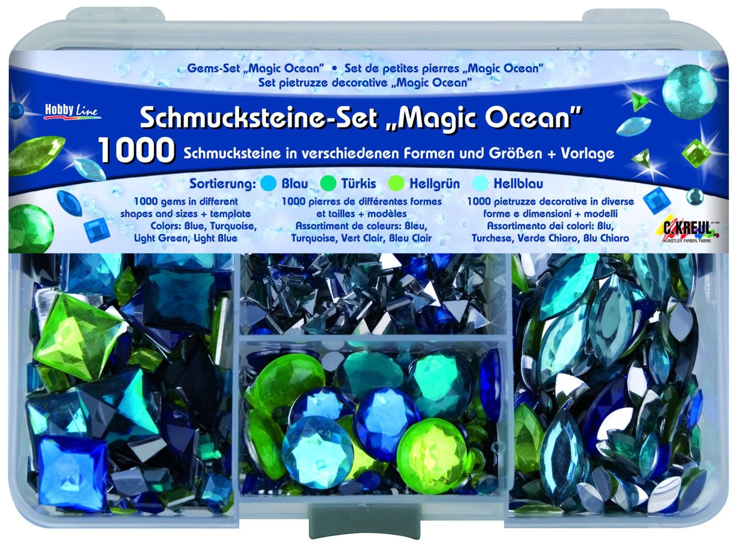 C. KREUL Stein KREUL Schmucksteine Set Magic Ocean 1000 Stück Box