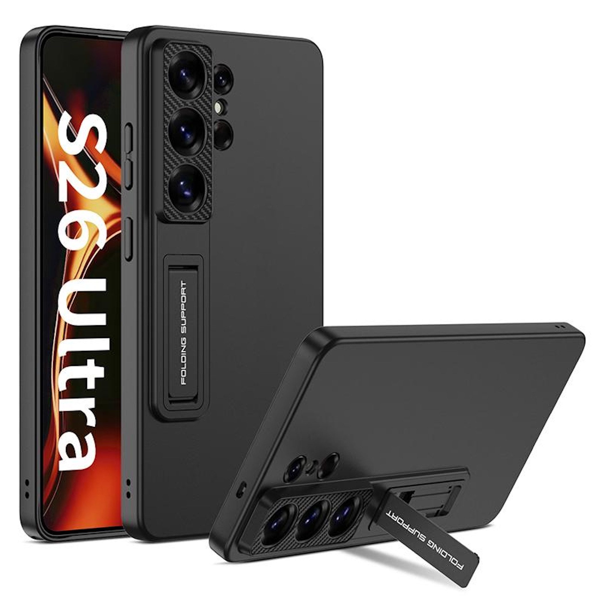 Wigento Handyhülle Für Samsung Galaxy S26 Ultra 5G Ständer Schutz Handy Hülle Schwarz, Stoßfeste Hülle mit Aufstellfunktion