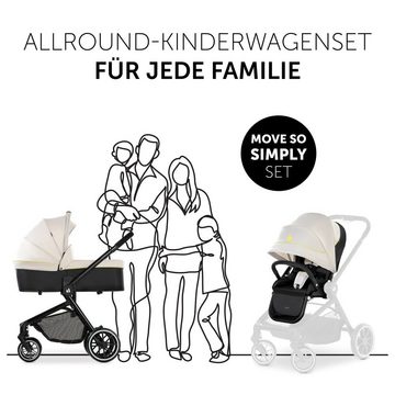 Hauck Kombi-Kinderwagen Move so Simply - Beige Neon, 2in1 Kinderwagen Buggy inkl. Babywanne & Sportsitz mit Liegefunktion