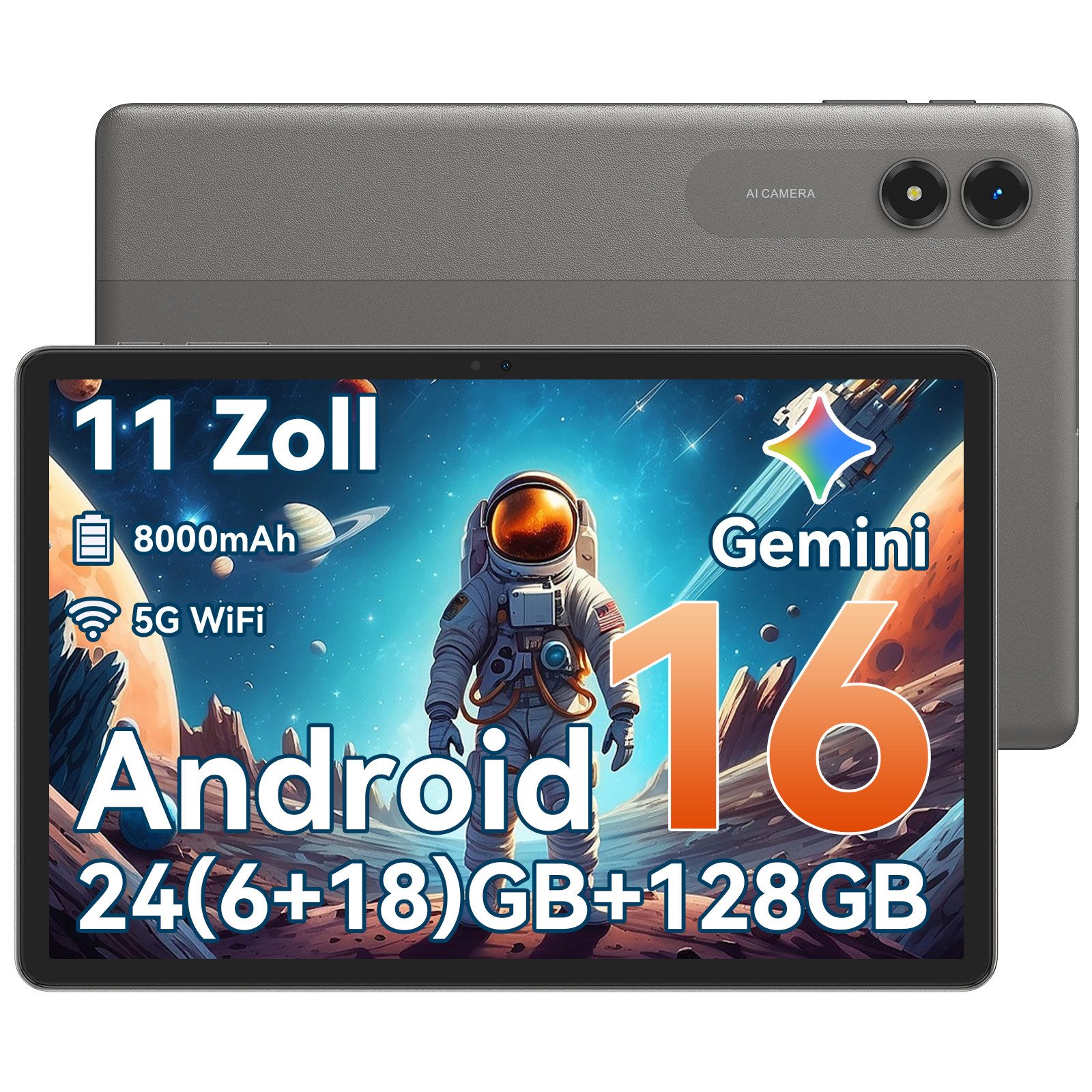 VekfulPC 11" Android 16 128 GB 8000 mAh Akku 5G WiFi Tablet (11", 128 GB, Android16, Android 16, Gemini Al Magic, 8000 mAh, 5G WiFi)