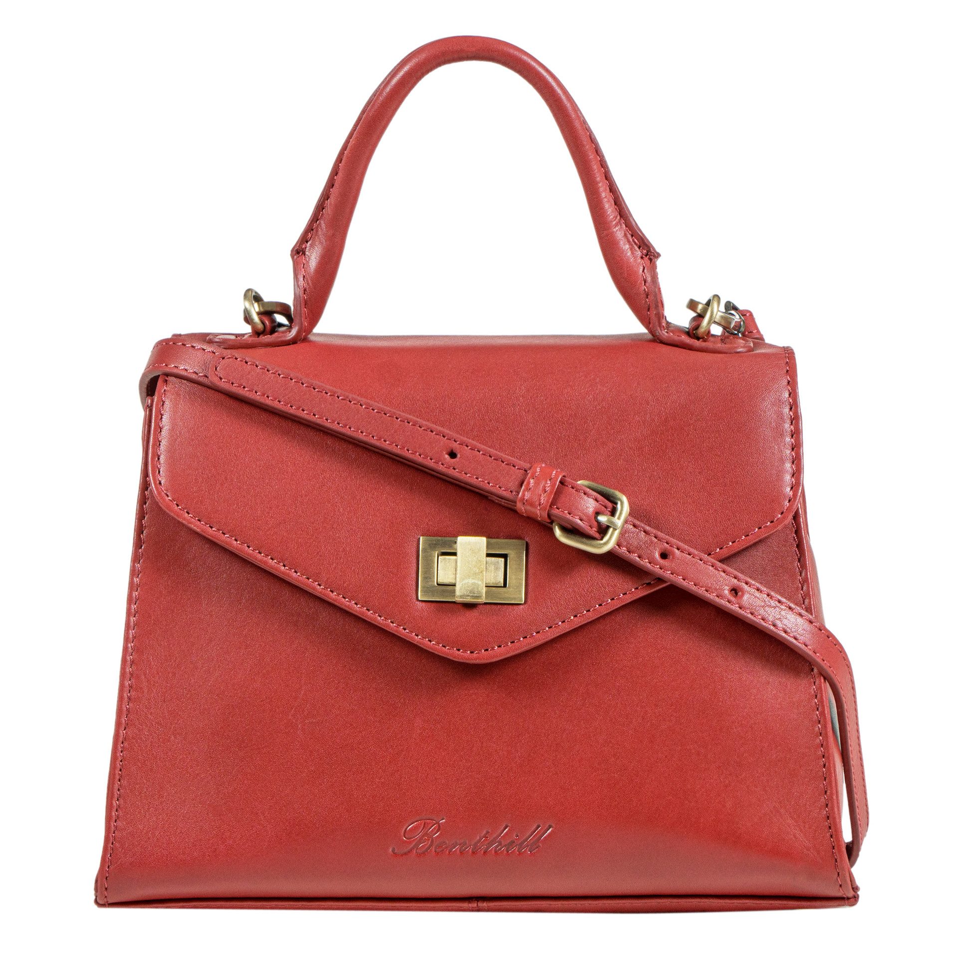 Benthill Handtasche Damen Echt Leder Handtasche Frauen Henkeltasche Vintage Schultertasche, Schultergurt / Umhängegurt Reißverschlussfach