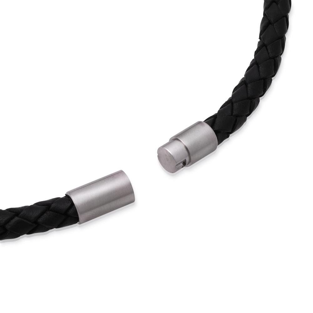 Unique Lederband Geflochtene Echtleder Zopfkette schwarz mit Edelstahlverschluss LN0003 – Bild 2 von 4