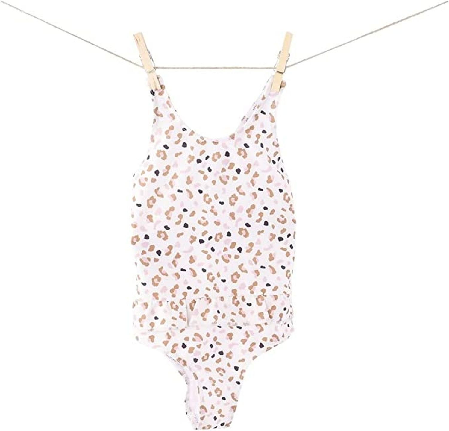 weiß/khaki Badeanzug für Mädchen UV Muster Essentials Badeanzug, Leoparden Swim Swim Essentials