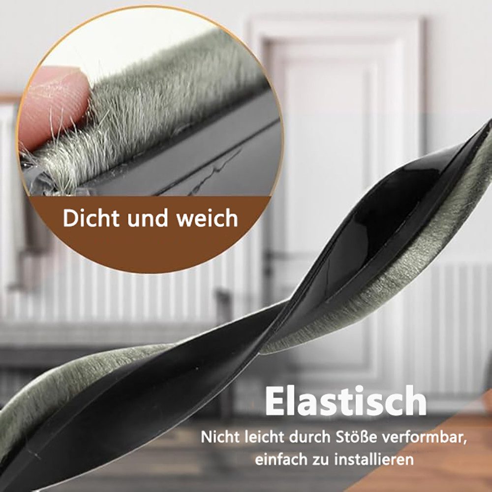 FOUORTUNATE-BEE Zugluftstopper 100cm Zugluftstopper Weiß Dichtungsband für Türen, Bodenabdichtung mit Bürste Selbstklebende Tür Türdichtung, Türdichtung Türbürs – Bild 4 von 5