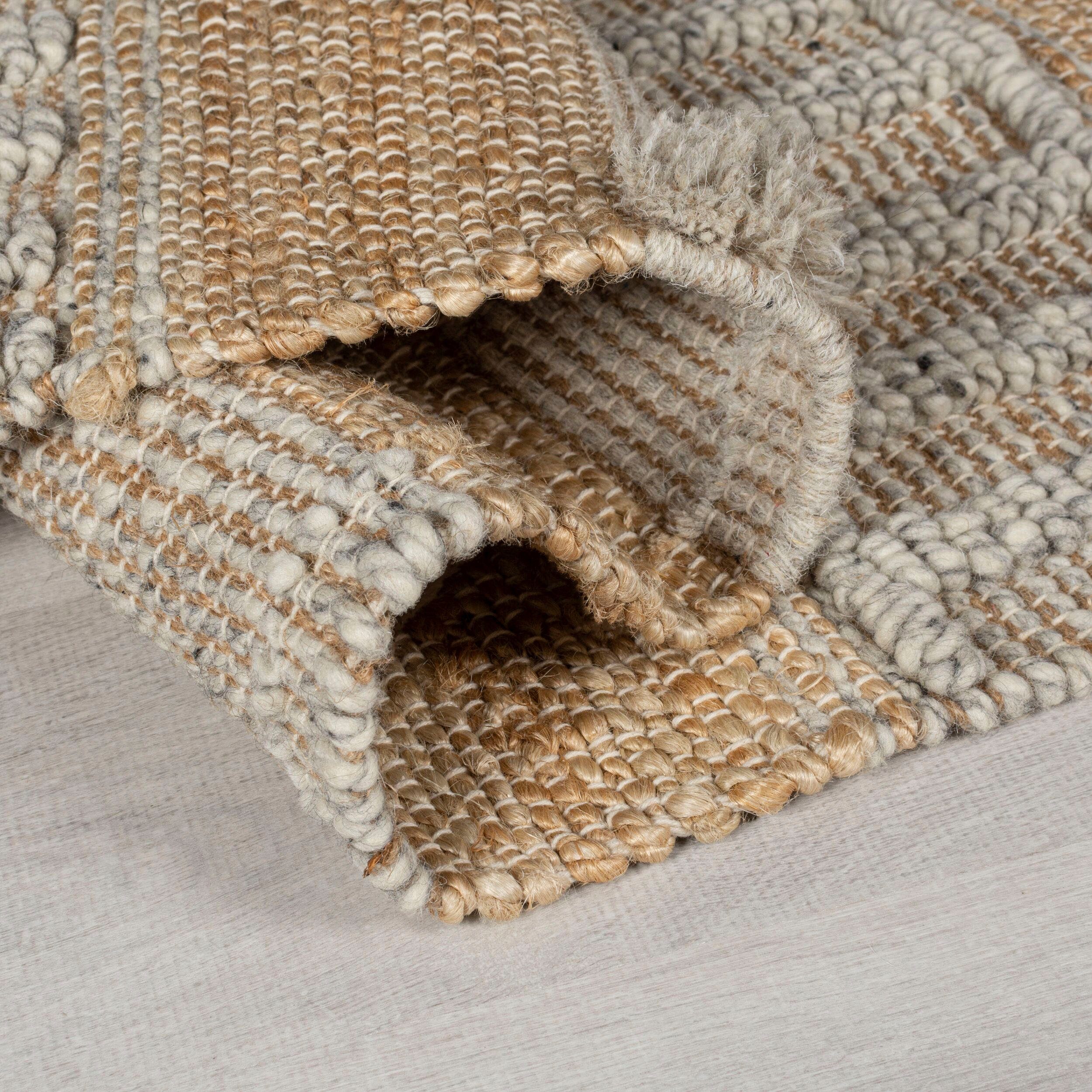 Teppich Medina, FLAIR RUGS, rechteckig, Boho-Look, Wolle mm, aus wie & Höhe: Jute natur-grau Naturfasern 12