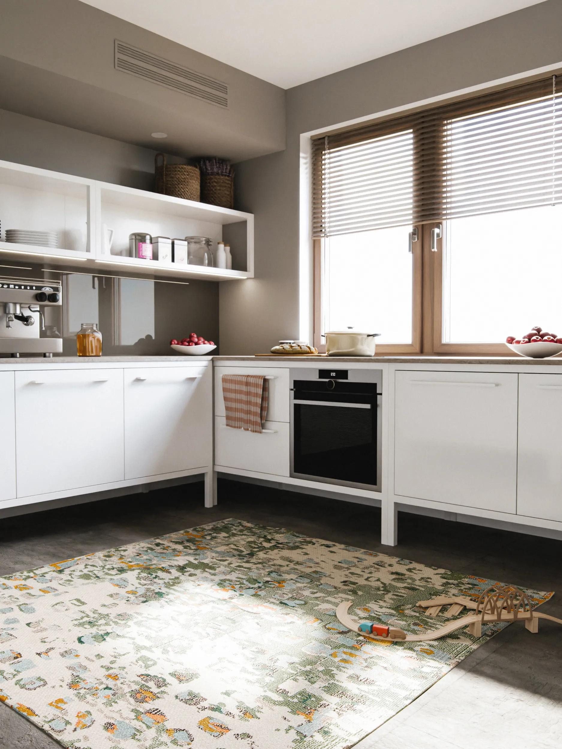 benuta Teppich Casa, quadratisch, Höhe: 11 mm, Teppich Wohnzimmer, Esszimmer, Schlafzimmer, Flur, Farbenfroh, Retro