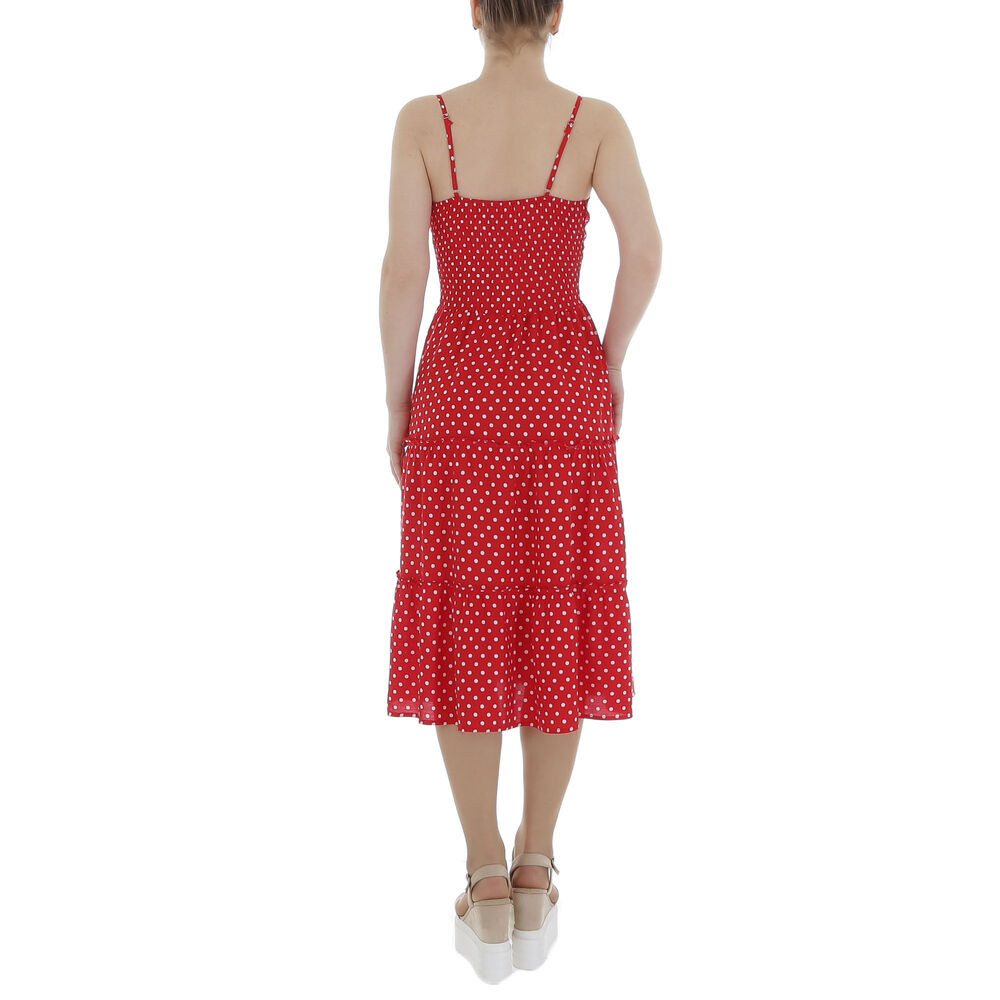 Ital-Design Sommerkleid Damen Freizeit Stufenkleid (85941340) Volants Gepunktet Sommerkleid in Rot