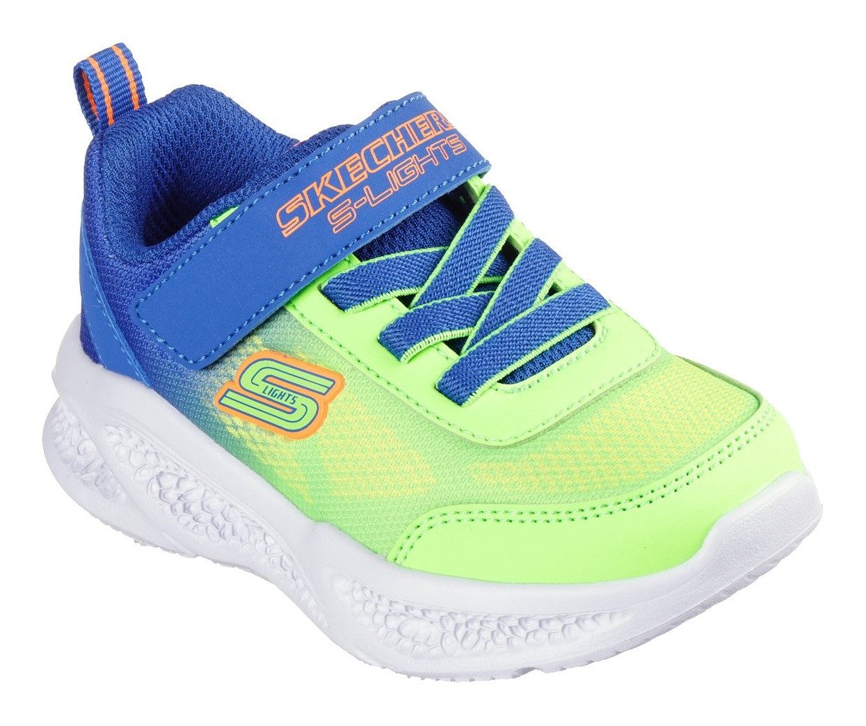 Skechers SKECHERS METEOR-LIGHTS Lauflernschuh, Blink,-Klettschuh zum Schlüpfen, Neon, Größenschablone zum Download