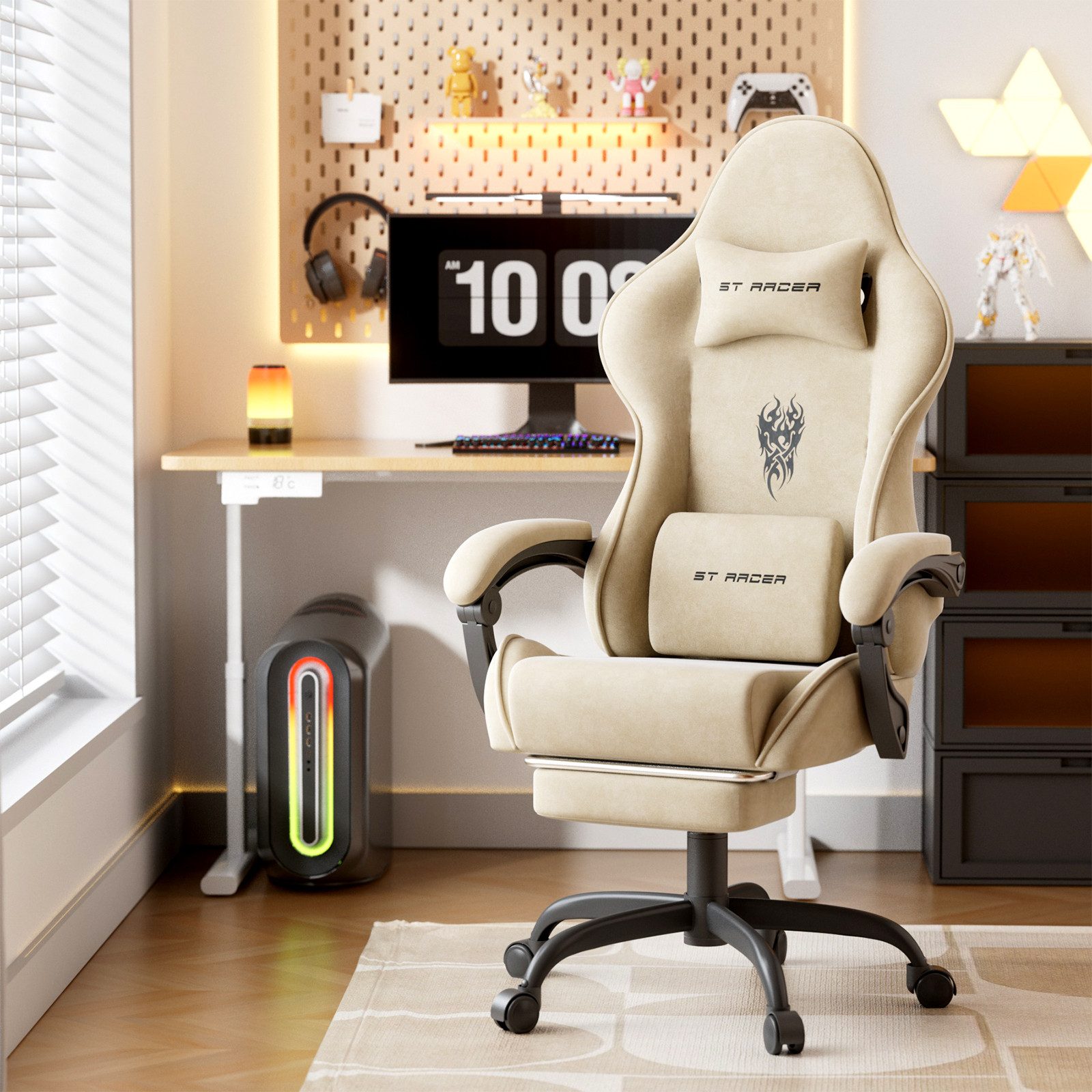 Ferghana Gaming-Stuhl Racing PC Stuhl Verstellbar mit Kopf-,Lendenkissen, F günstig online kaufen