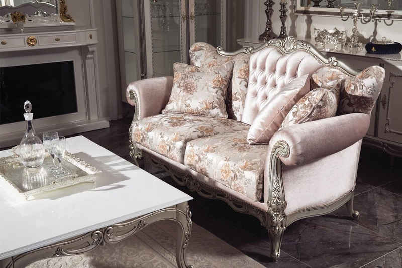 JVmoebel Sofa Rosa Barock Rokoko Zweisitzer Couch Sofa Samt Französische Couchen, Made in Europe