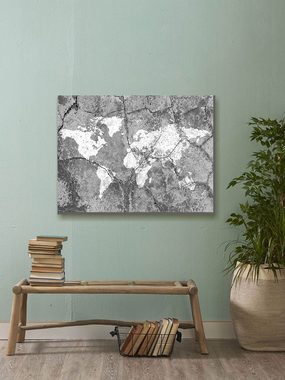 Levandeo® Leinwandbild, Leinwandbild 80x60cm Weltkarte Erde Urlaub Echtholz Keilrahmen
