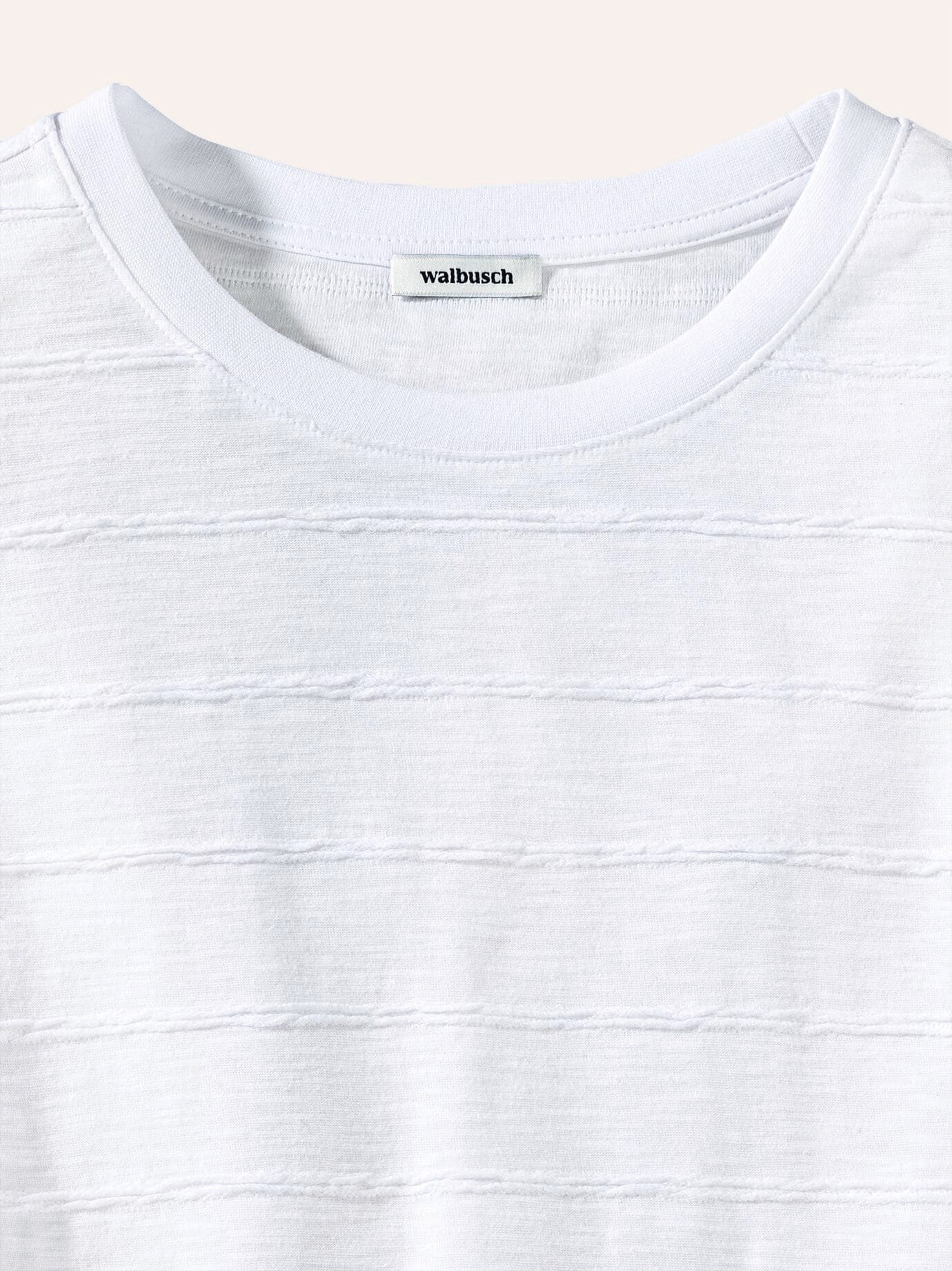 Walbusch T-Shirt Damen Baumwollshirt Streifenstruktur Rundhals pflegeleicht Atmungsaktiv, Regular-Fit, Länge ca. 64 cm, maschinenwaschbar