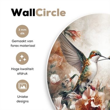 MuchoWow Gemälde Kolibri - Vögel - Blumen - Natur, (1 St), Kreis Wanddekoration Forex, Rundes Wandbild, Wohnzimmer, 30x30 cm